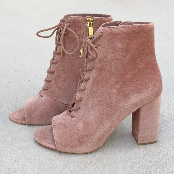 Joie Lakia Velour Peep Toe Heel Booties Sz EU38 NWOT - Picture 3 of 15